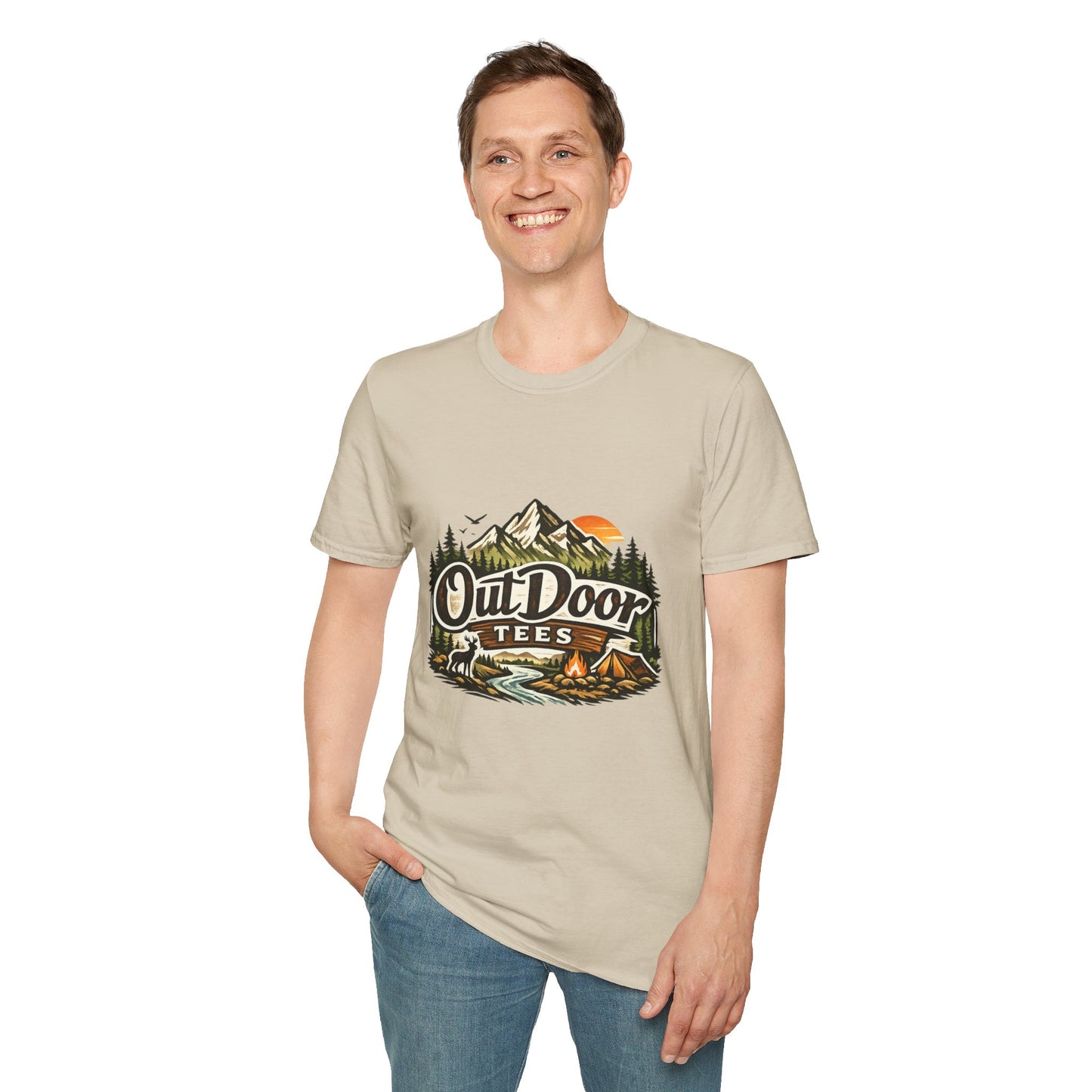 Outdoor Tees Graphic T-Shirt — Mountain Camping Adventure Design