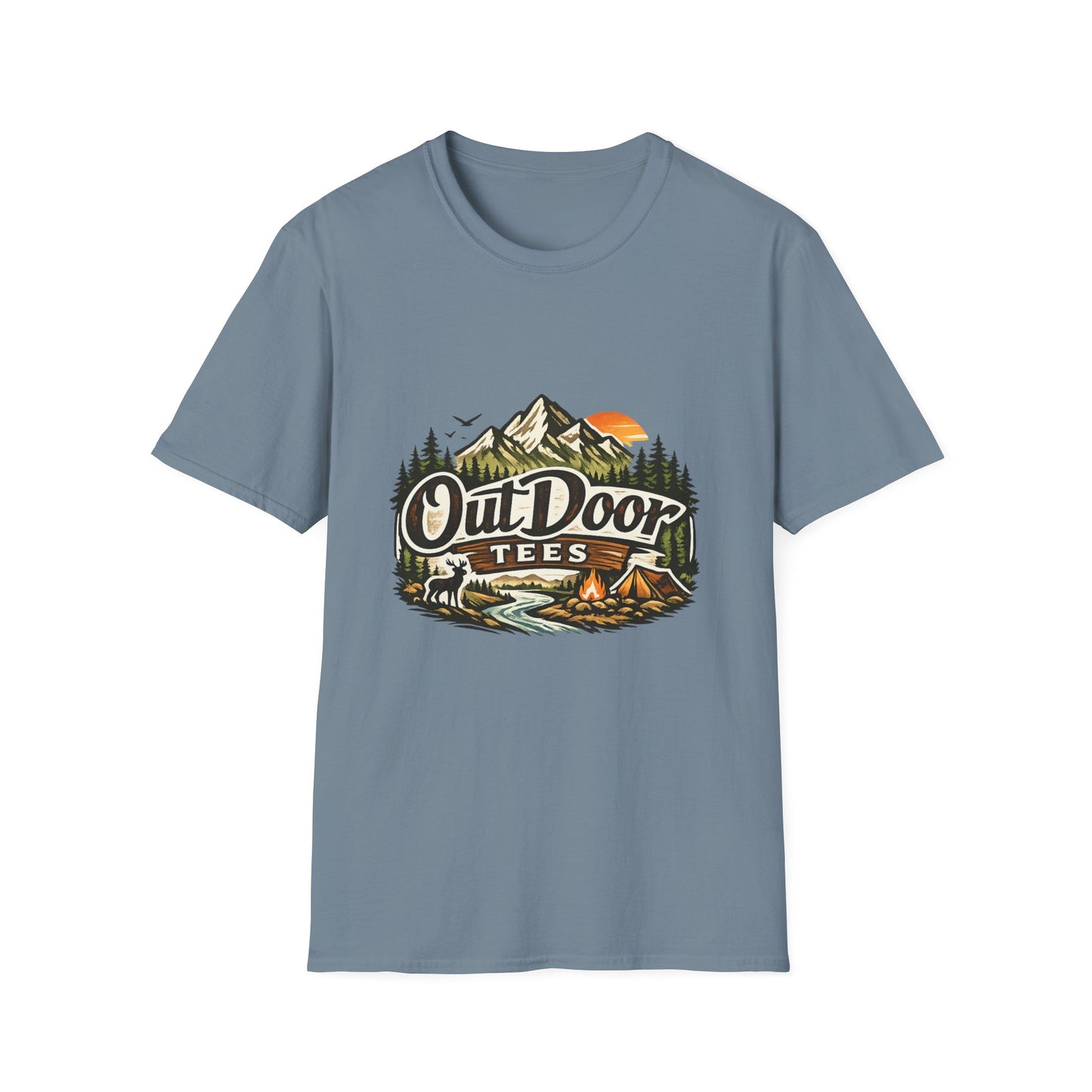 Outdoor Tees Graphic T-Shirt — Mountain Camping Adventure Design