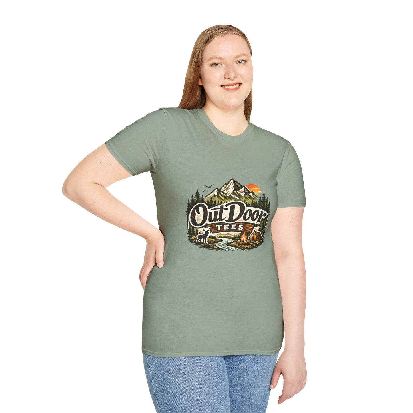 Outdoor Tees Graphic T-Shirt — Mountain Camping Adventure Design