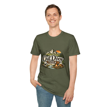 Outdoor Tees Graphic T-Shirt — Mountain Camping Adventure Design