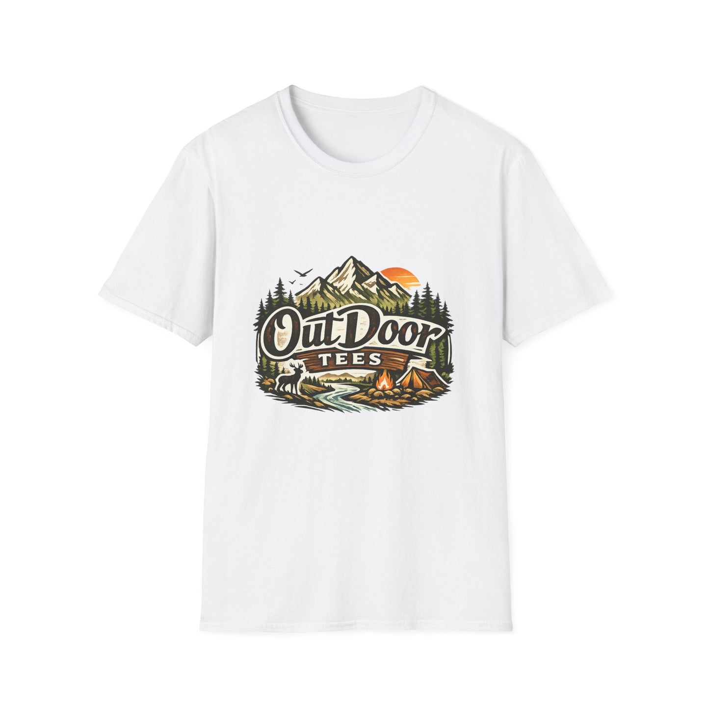 Outdoor Tees Graphic T-Shirt — Mountain Camping Adventure Design