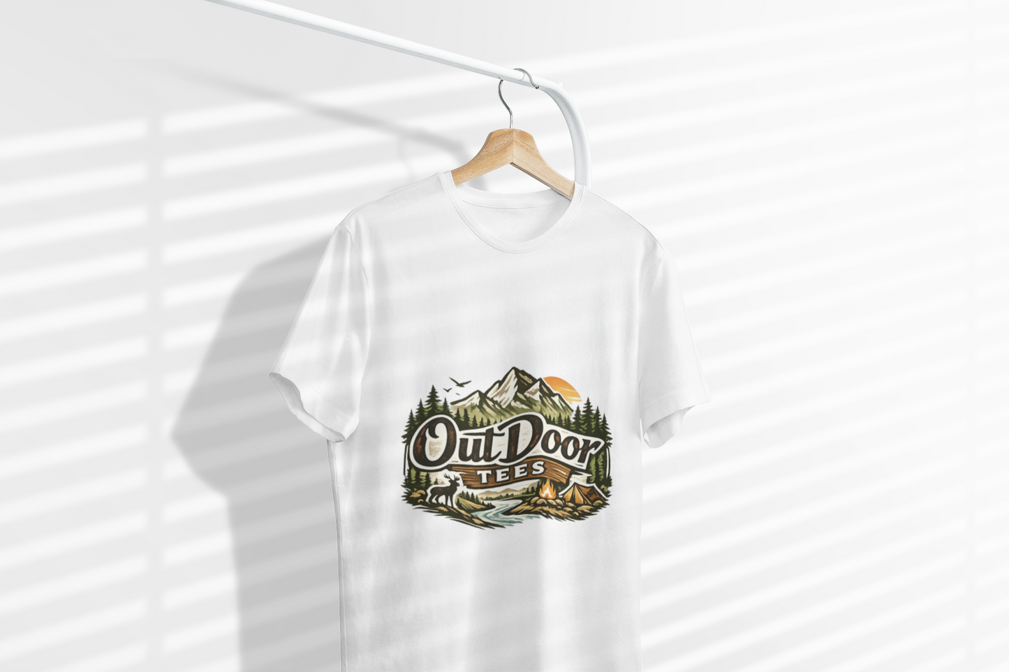 Outdoor Tees Graphic T-Shirt — Mountain Camping Adventure Design