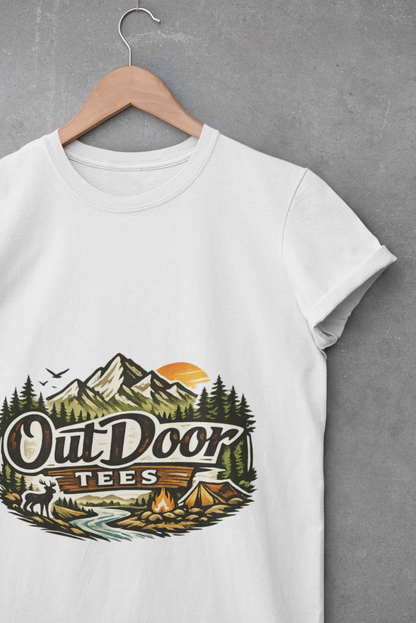 Outdoor Tees Graphic T-Shirt — Mountain Camping Adventure Design