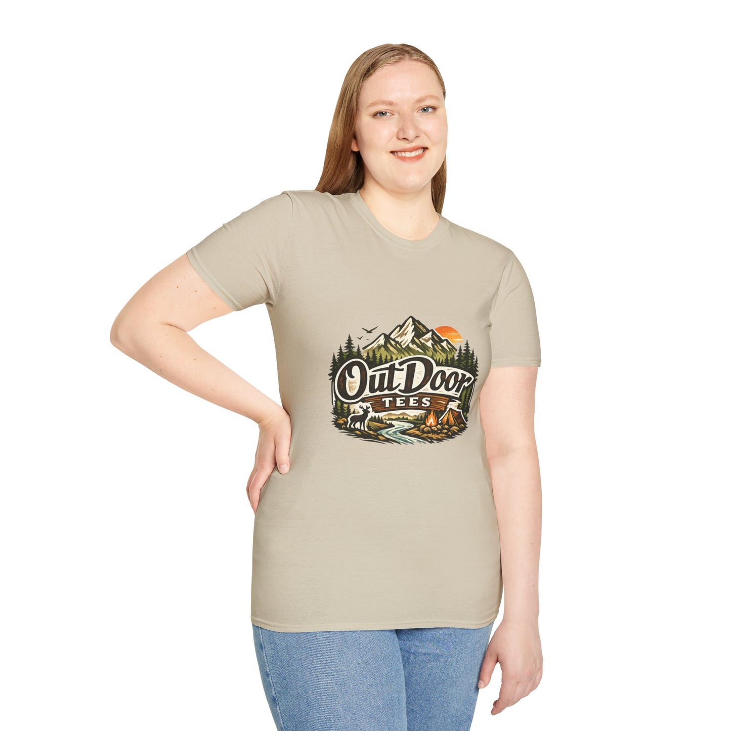 Outdoor Tees Graphic T-Shirt — Mountain Camping Adventure Design