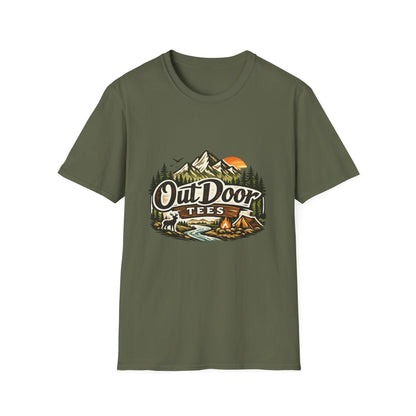 Outdoor Tees Graphic T-Shirt — Mountain Camping Adventure Design