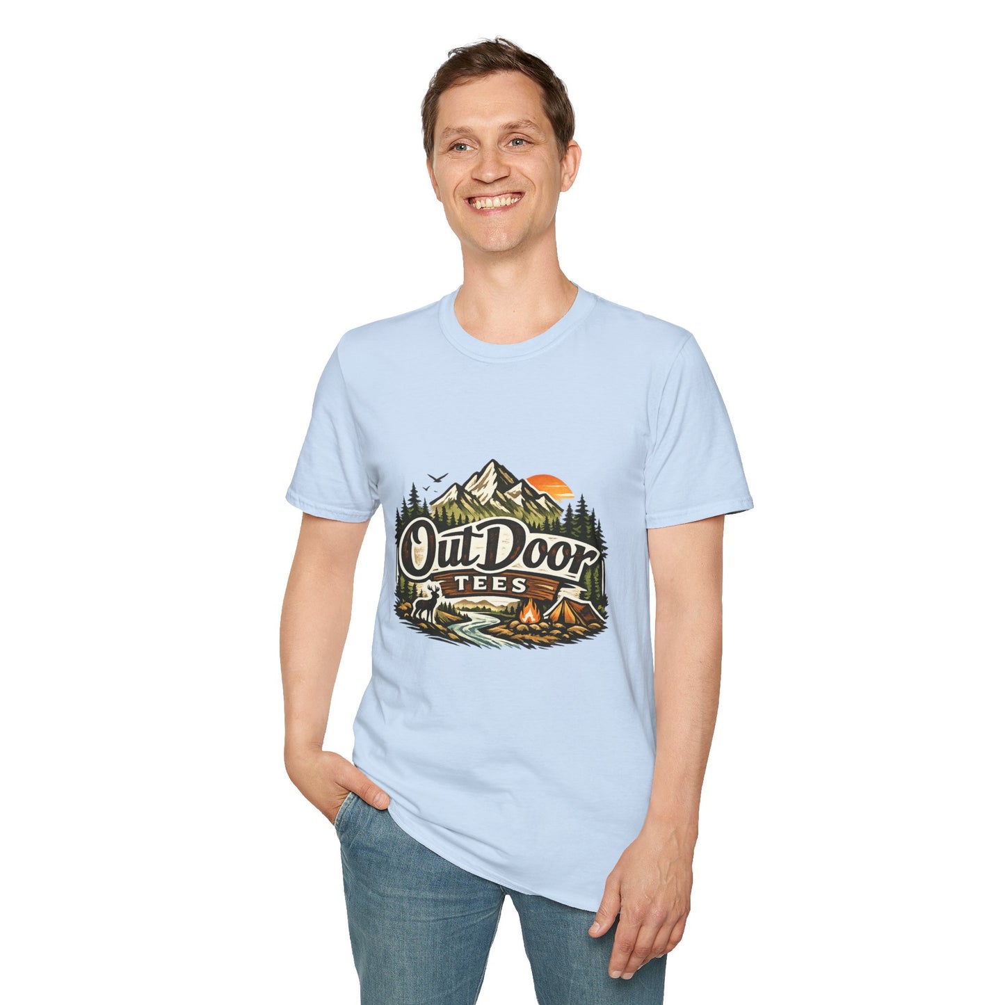 Outdoor Tees Graphic T-Shirt — Mountain Camping Adventure Design