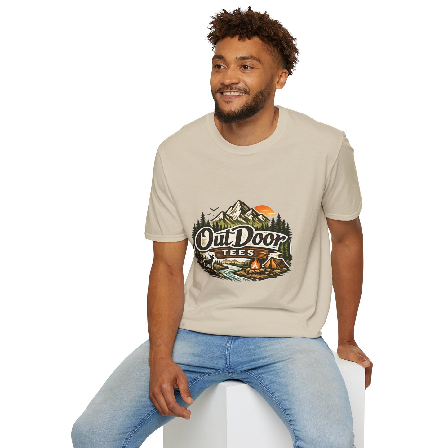 Outdoor Tees Graphic T-Shirt — Mountain Camping Adventure Design