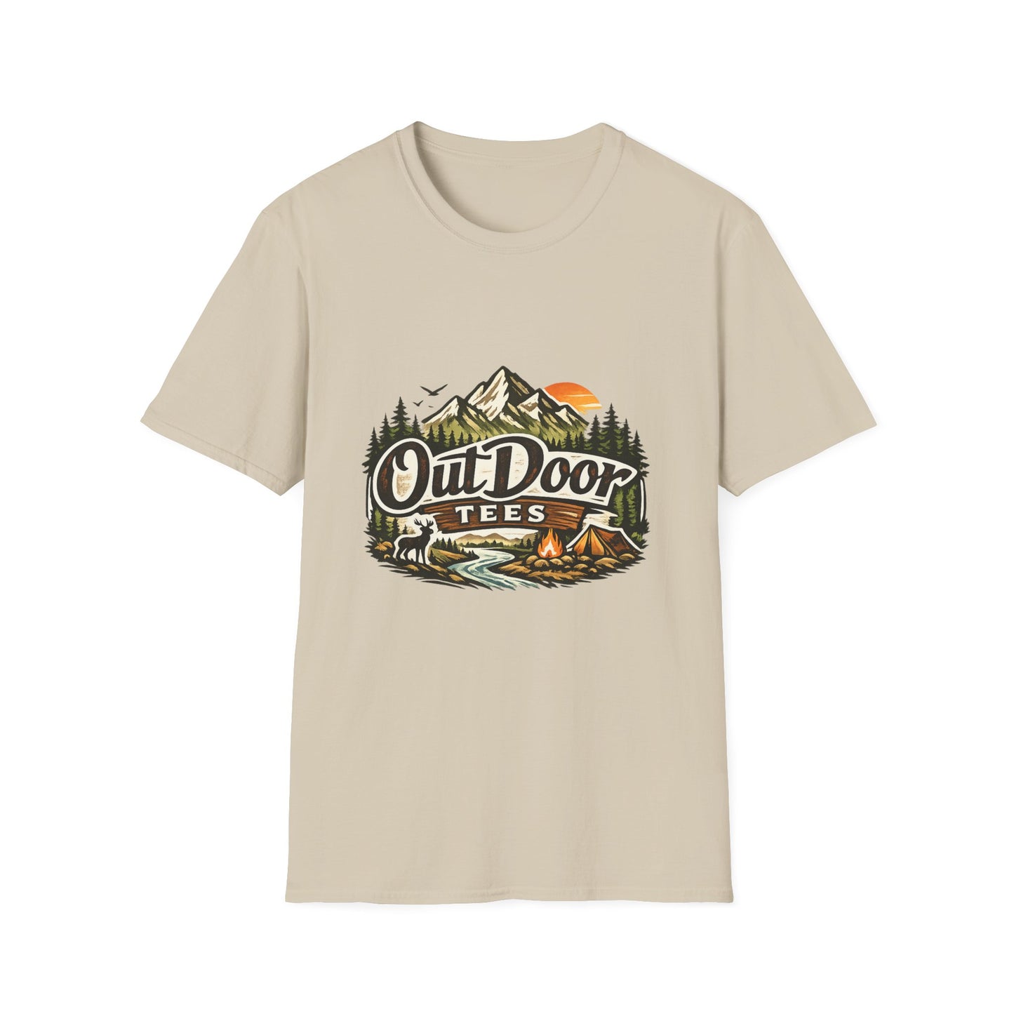 Outdoor Tees Graphic T-Shirt — Mountain Camping Adventure Design