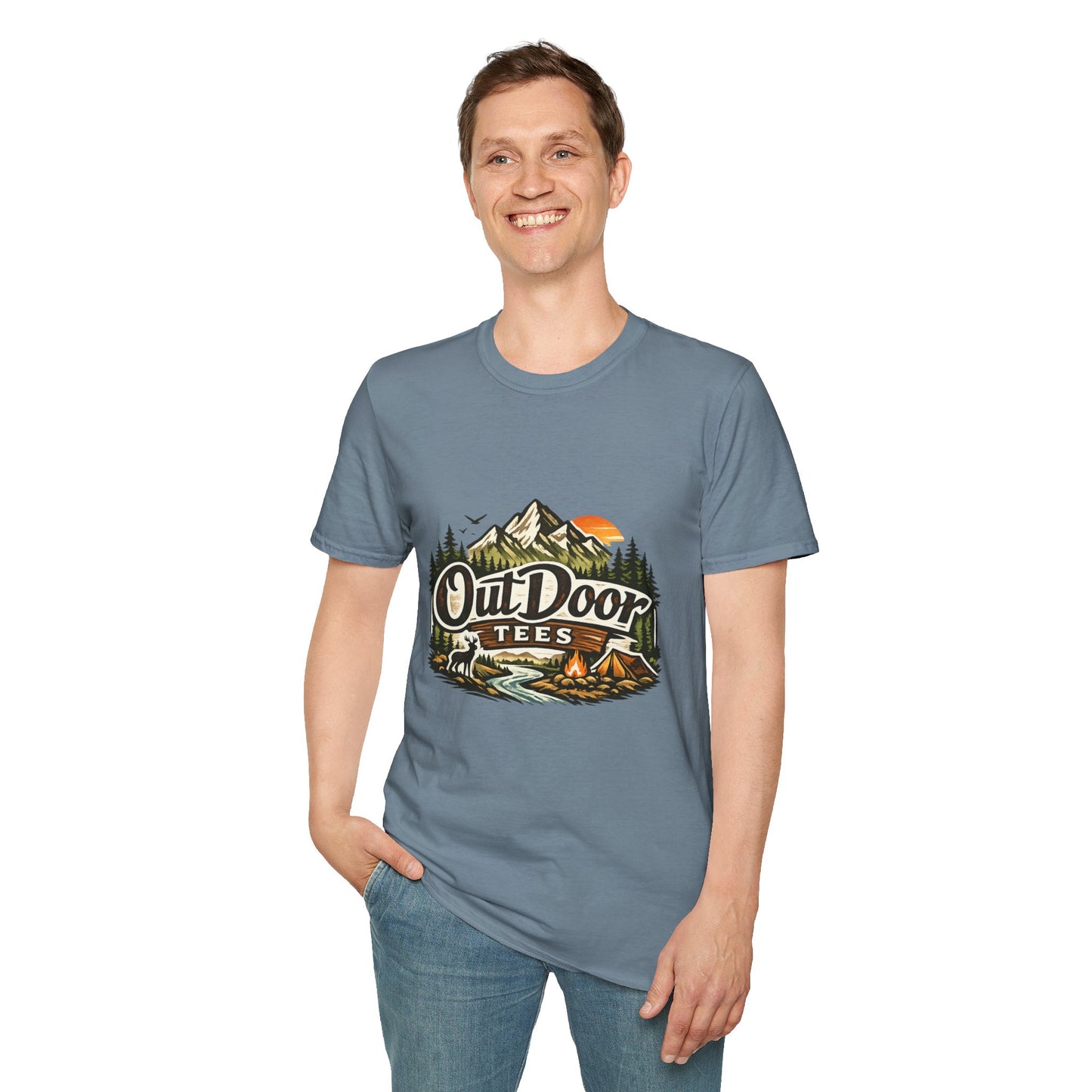 Outdoor Tees Graphic T-Shirt — Mountain Camping Adventure Design